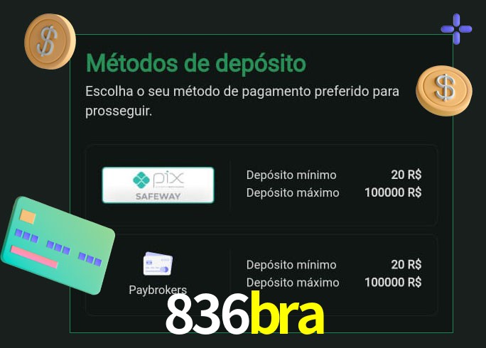 O cassino 836bra oferece uma grande variedade de métodos de pagamento